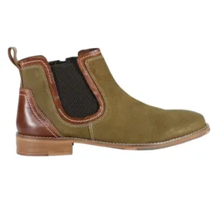 Men’s Suede &amp; Brown Tan Leather Chukka Ankle Boots Side Zipper Comfort Insoles
