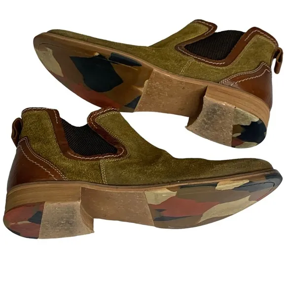 Men’s Suede &amp; Brown Tan Leather Chukka Ankle Boots Side Zipper Comfort Insoles