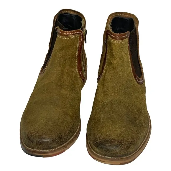 Men’s Suede &amp; Brown Tan Leather Chukka Ankle Boots Side Zipper Comfort Insoles