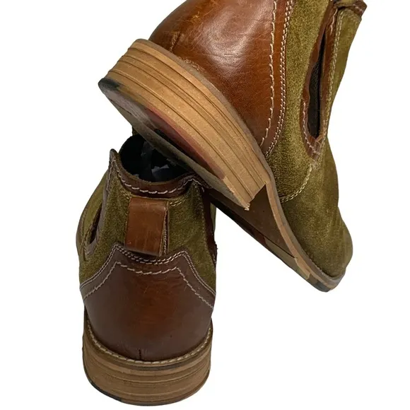 Men’s Suede &amp; Brown Tan Leather Chukka Ankle Boots Side Zipper Comfort Insoles