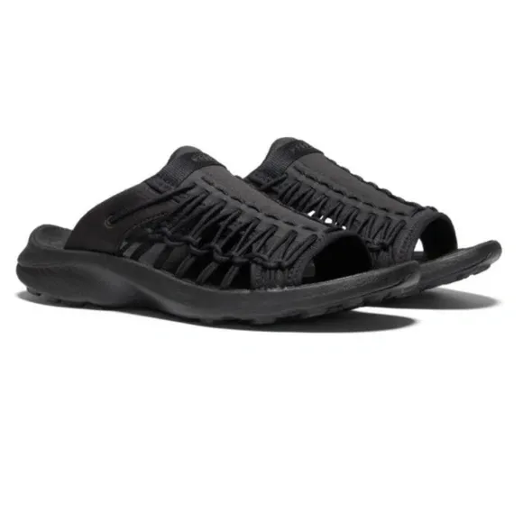 Men's / Unisex KEEN UNEEK SNK Slide On Slippers In Black/Black