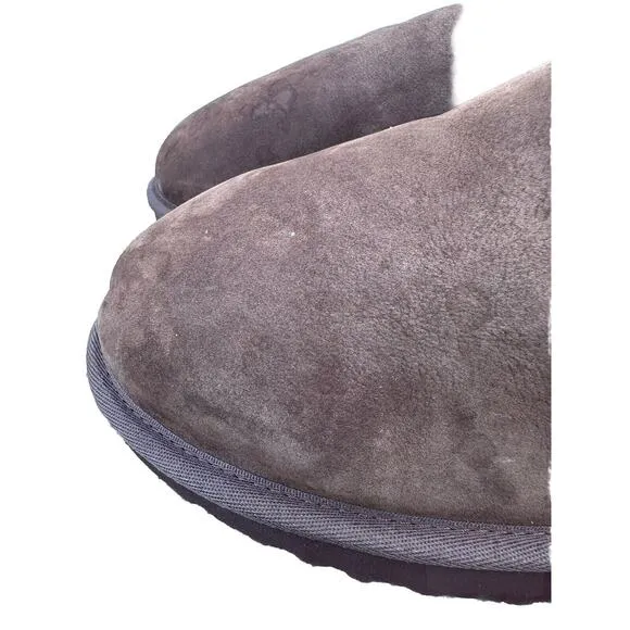 MENS US 14 UGG CLASSIC SLIP-ON SLIPPERS BURNT CEDAR BROWN SUEDE WOOL SLIDE
