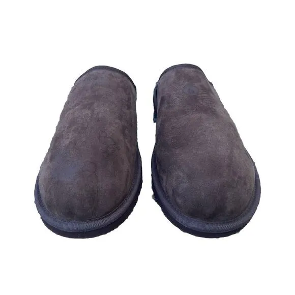 MENS US 14 UGG CLASSIC SLIP-ON SLIPPERS BURNT CEDAR BROWN SUEDE WOOL SLIDE