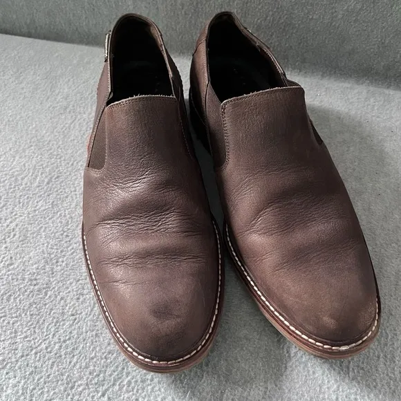 MEPHISTO Men's SIZE 9 Brown Leather Slip Ons Loafers Dress Shoes Shock Absorber