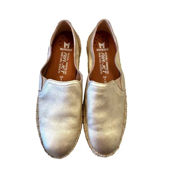 Mephisto Valina Gold Air Jet Nubuk Leather Gold Size 7.5 NWOB Women's