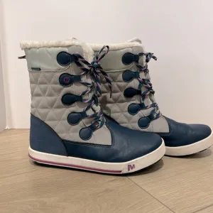 Merrell Heidi Waterproof Gray Blue And Purple Snow Boots kids Size 6