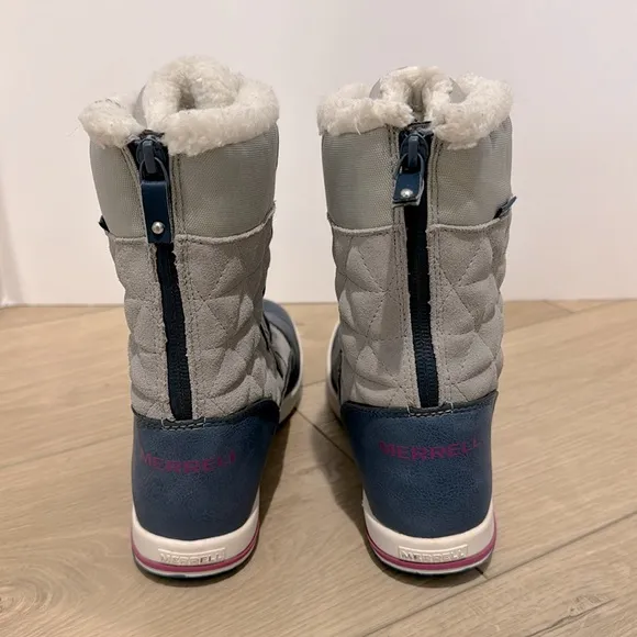 Merrell Heidi Waterproof Gray Blue And Purple Snow Boots kids Size 6