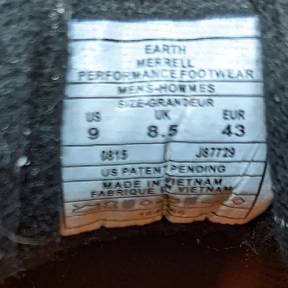 Merrell J87729 Earth Brown Moab Ventilator Outdoor Hiking Shoes Mens Size 9M. Gr