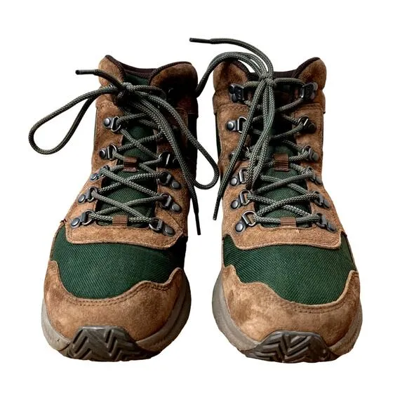 Merrell Men's 9 Ontario 85 Mid Waterproof Hiking Trail Boots Lace Up Brown Green