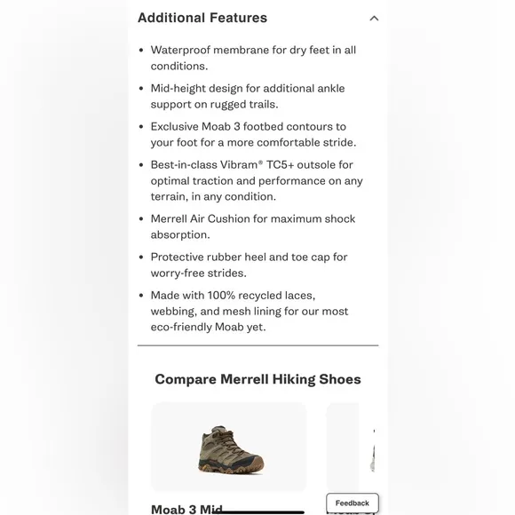 Merrell Men's Moab 3 Mid Waterproof Hiking Boots size 13 color earth