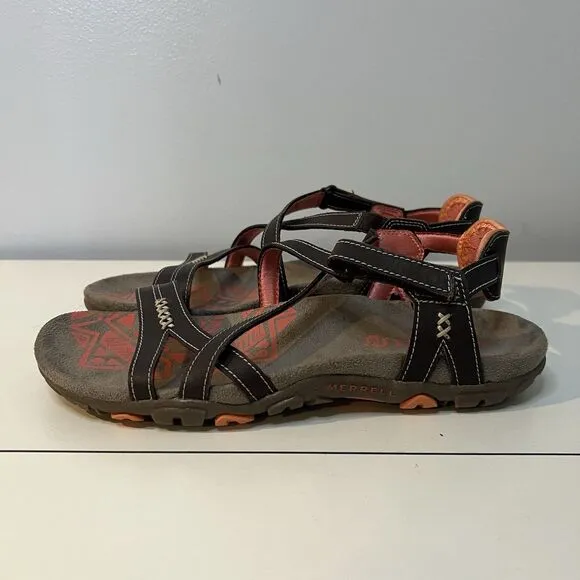 Merrell Sandals Womens 7 Sandspur Convertible Strappy Hiking Shoes Cocoa Coral