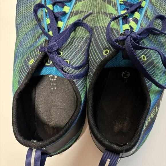 Merrell Vapor Glove 2 Mens 12 Barefoot Minimalist Trail Shoes Blue Green FLAWS