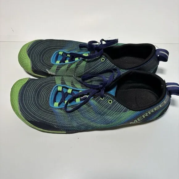 Merrell Vapor Glove 2 Mens 12 Barefoot Minimalist Trail Shoes Blue Green FLAWS
