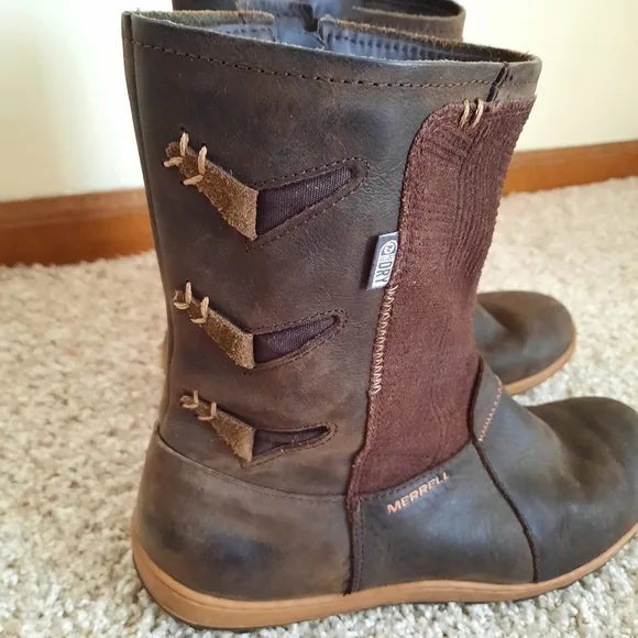 Merrell Waterproof Select Dry Brown Leather Mid-Ankle Boots J02100 Size 8.5