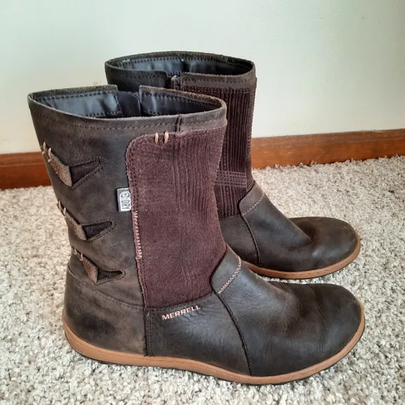 Merrell Waterproof Select Dry Brown Leather Mid-Ankle Boots J02100 Size 8.5