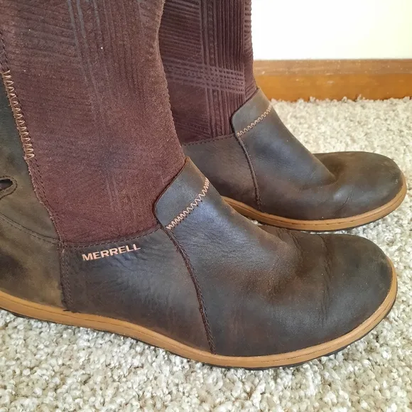 Merrell Waterproof Select Dry Brown Leather Mid-Ankle Boots J02100 Size 8.5