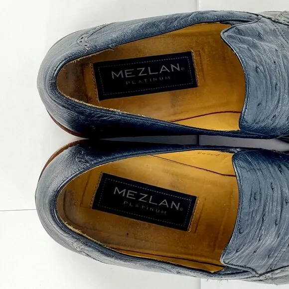Mezlan Luxury Crocodile &amp; Ostrich Shoes 10.5 M Slip On Loafers 44.5 Flats Dress