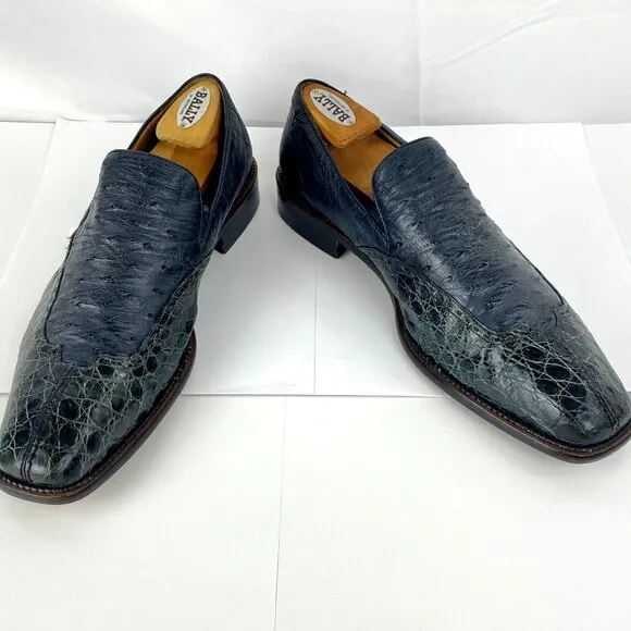 Mezlan Luxury Crocodile &amp; Ostrich Shoes 10.5 M Slip On Loafers 44.5 Flats Dress