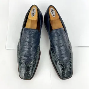 Mezlan Luxury Crocodile &amp; Ostrich Shoes 10.5 M Slip On Loafers 44.5 Flats Dress