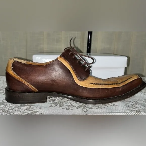 Mezlan Men’s Italian Petrella Oxford Two Toned Leather Luxury Shoes US 8