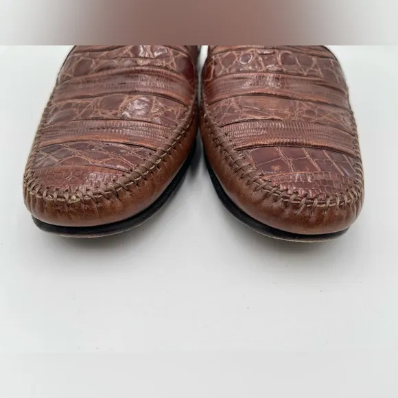 Mezlan Sebastian Mens Size 8.5 Brown Leather Genuine Lizard Loafer Shoes Italian