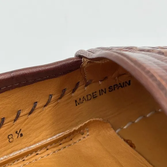 Mezlan Sebastian Mens Size 8.5 Brown Leather Genuine Lizard Loafer Shoes Italian