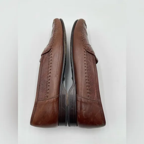 Mezlan Sebastian Mens Size 8.5 Brown Leather Genuine Lizard Loafer Shoes Italian