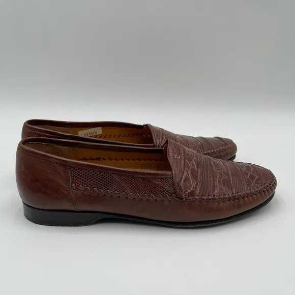 Mezlan Sebastian Mens Size 8.5 Brown Leather Genuine Lizard Loafer Shoes Italian