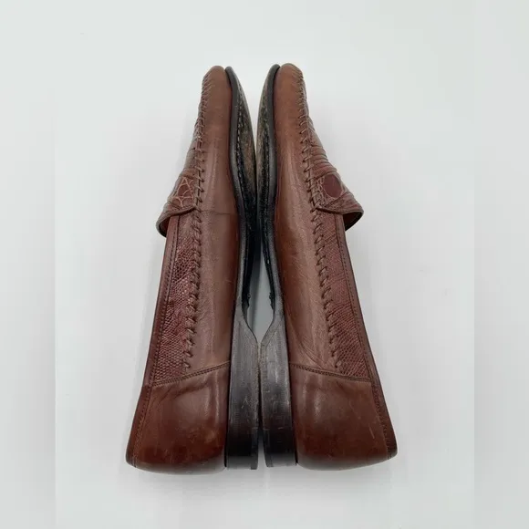 Mezlan Sebastian Mens Size 8.5 Brown Leather Genuine Lizard Loafer Shoes Italian