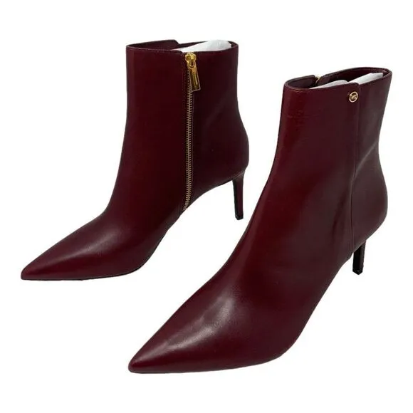 Michael Kors Alina Stiletto 80mm Ankle Boots Burgundy Size 9.5 NWT $255 MSRP