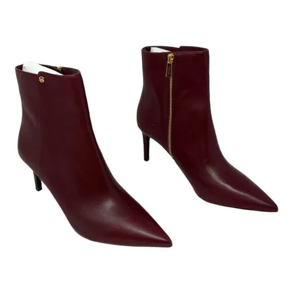 Michael Kors Alina Stiletto 80mm Ankle Boots Burgundy Size 9.5 NWT $255 MSRP