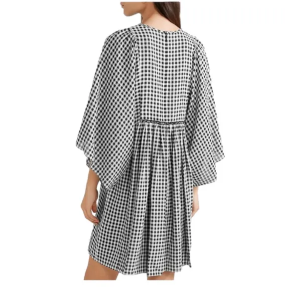 Michael Kors Collection Luxury Gingham Flutter Sleeve Georgette Dress Size 4