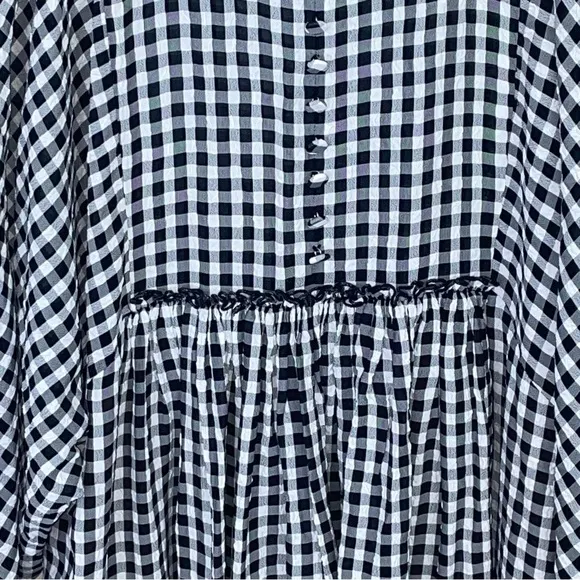 Michael Kors Collection Luxury Gingham Flutter Sleeve Georgette Dress Size 4