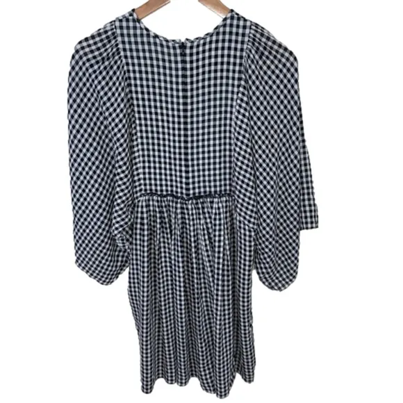 Michael Kors Collection Luxury Gingham Flutter Sleeve Georgette Dress Size 4