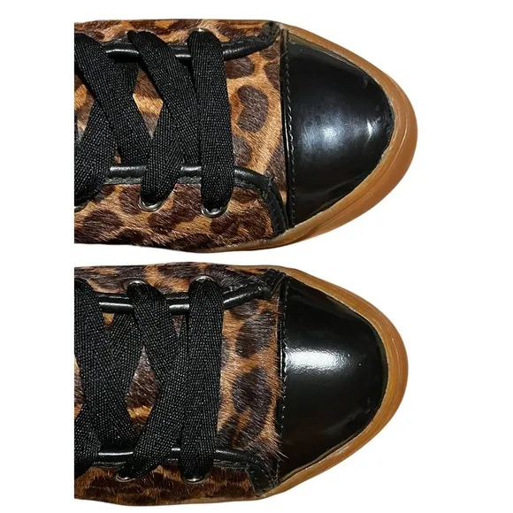 MICHAEL KORS Womans Leopard Print Calf Hair Leather Hight Tops Sz 7.5