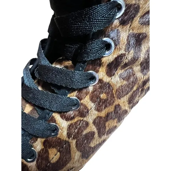 MICHAEL KORS Womans Leopard Print Calf Hair Leather Hight Tops Sz 7.5