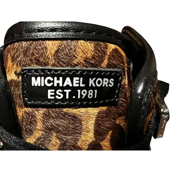 MICHAEL KORS Womans Leopard Print Calf Hair Leather Hight Tops Sz 7.5