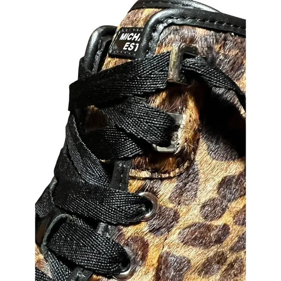 MICHAEL KORS Womans Leopard Print Calf Hair Leather Hight Tops Sz 7.5