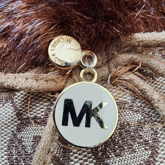 Michael Kors Women's Slide Brown Logo Faux Brown Fur Slippers Size 5