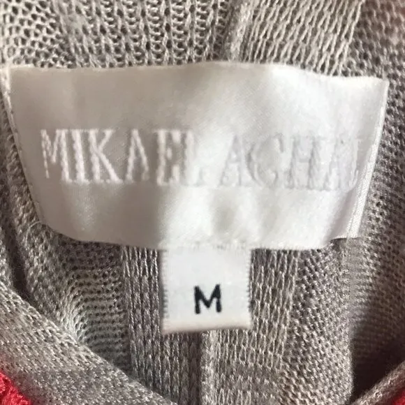 MIKAEL AGHAL Peachy Pink and Gray Knit Layered Dress Size Medium
