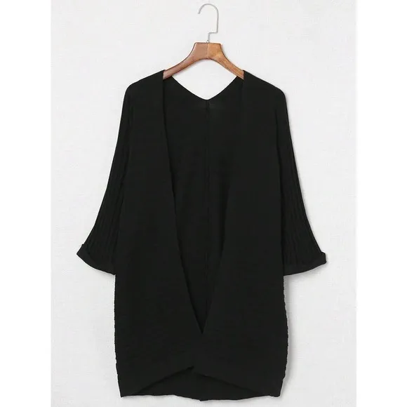 minimalist boho knit Solid open Front Cardigan sweater