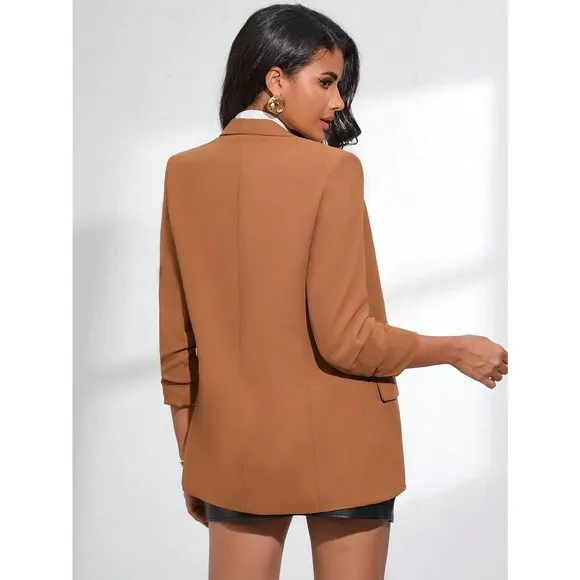 minimalist business casual Shawl Collar Tailored Blazer jacket blush pink pastel