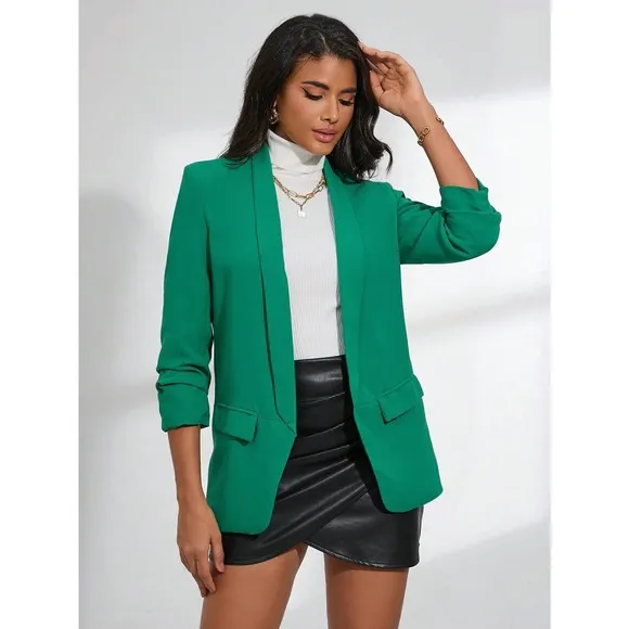 minimalist business casual Shawl Collar Tailored Blazer jacket blush pink pastel