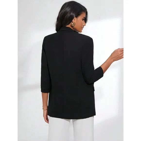 minimalist business casual Shawl Collar Tailored Blazer jacket blush pink pastel