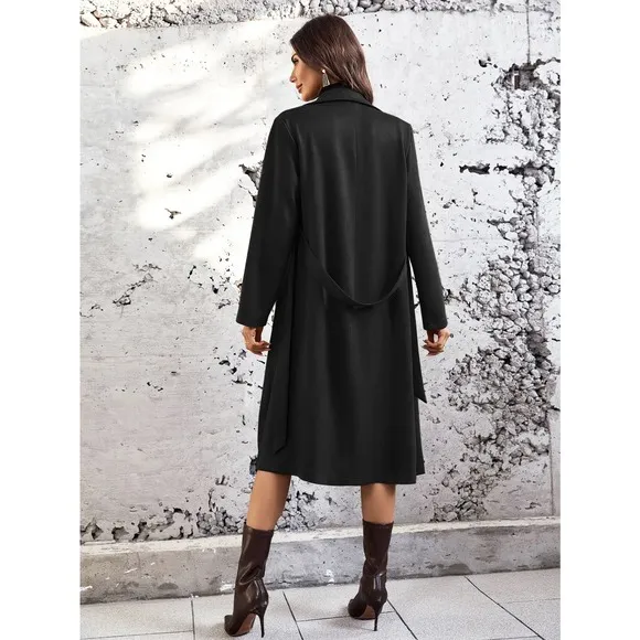 minimalist Lapel collar Belted trench Coat