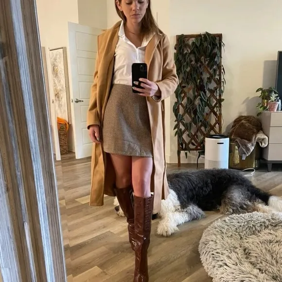 minimalist Lapel collar Open Front pea coat peacoat