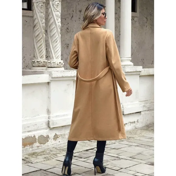minimalist Lapel collar Open Front pea coat peacoat