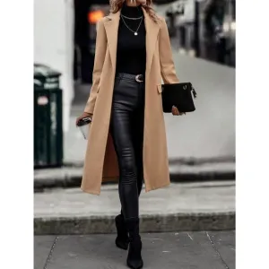 minimalist Lapel collar Open Front pea coat peacoat