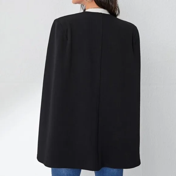 Minimalist neutral blazer cape slit cloak sleeve jacket white