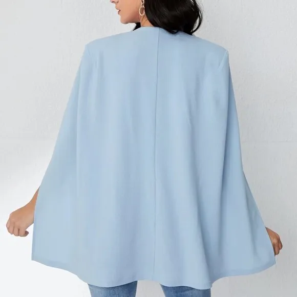 Minimalist neutral blazer cape slit cloak sleeve jacket white
